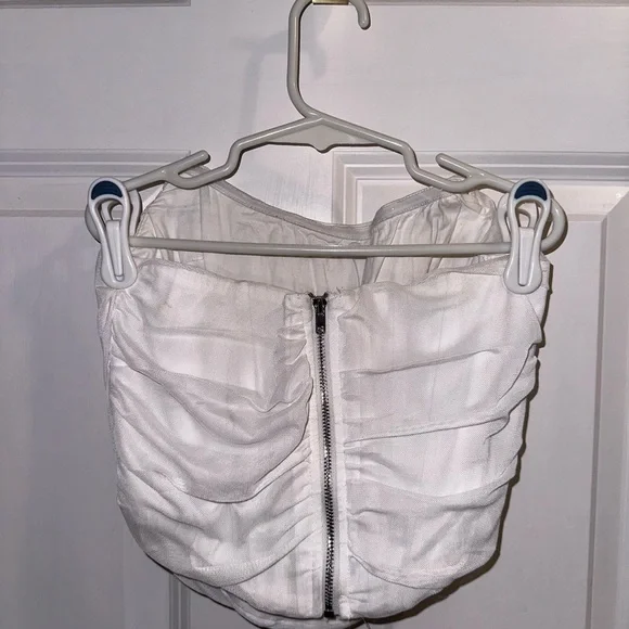 White Mesh Corset Top with Boning - Picture 2 of 6